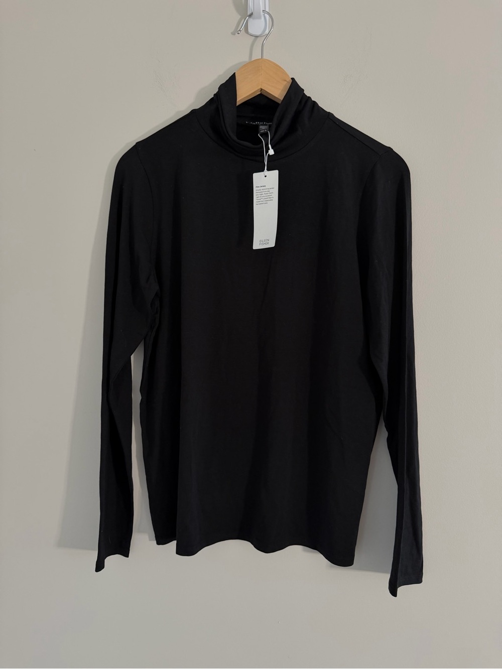 NWT Eileen Fisher Turtleneck Top Womens M Black Tencel Stretch Tee MSRP $138 - Picture 2 of 8